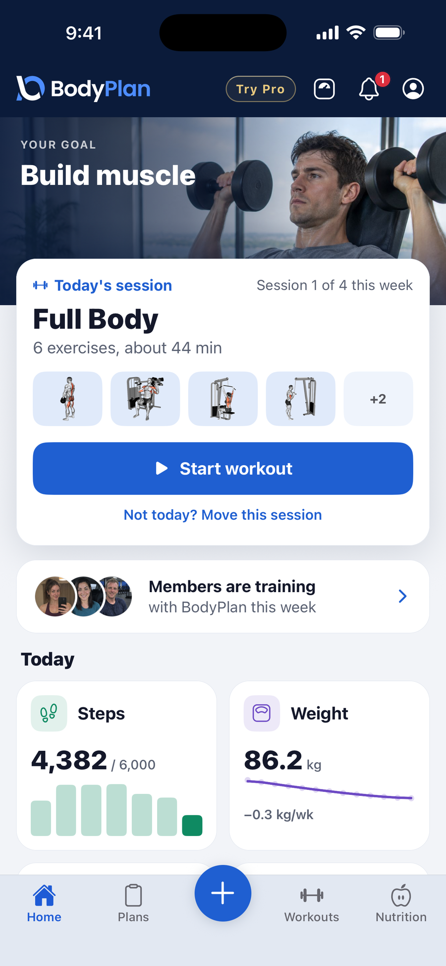 The BodyPlan dashboard with the plan builder and coach insights